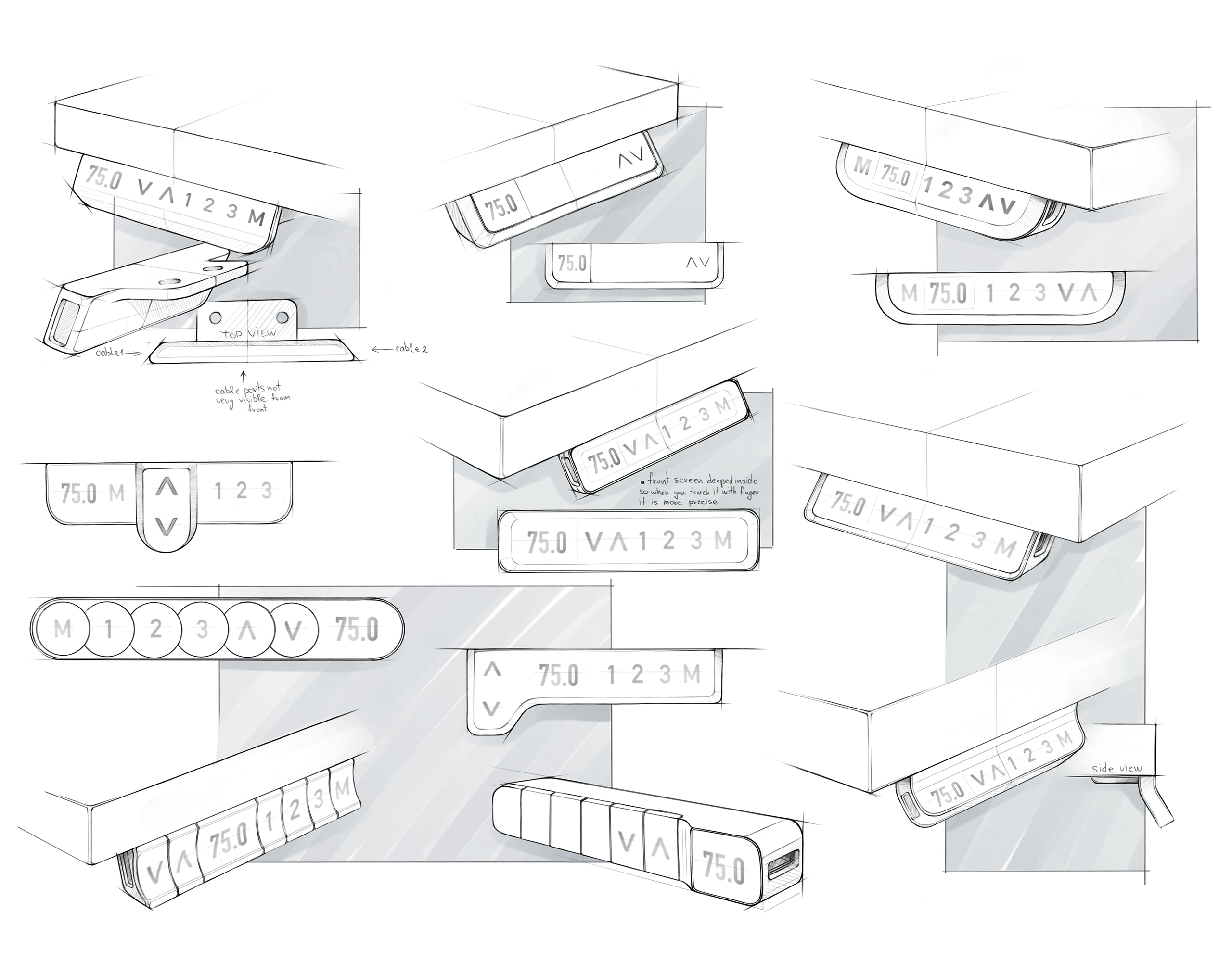 Concept sketches of touch controller designed by Lesid